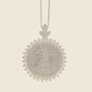 2.00Ct Lady Liberty Coin Moissanite Diamond Pendant 14K Gold Plated Over Silver